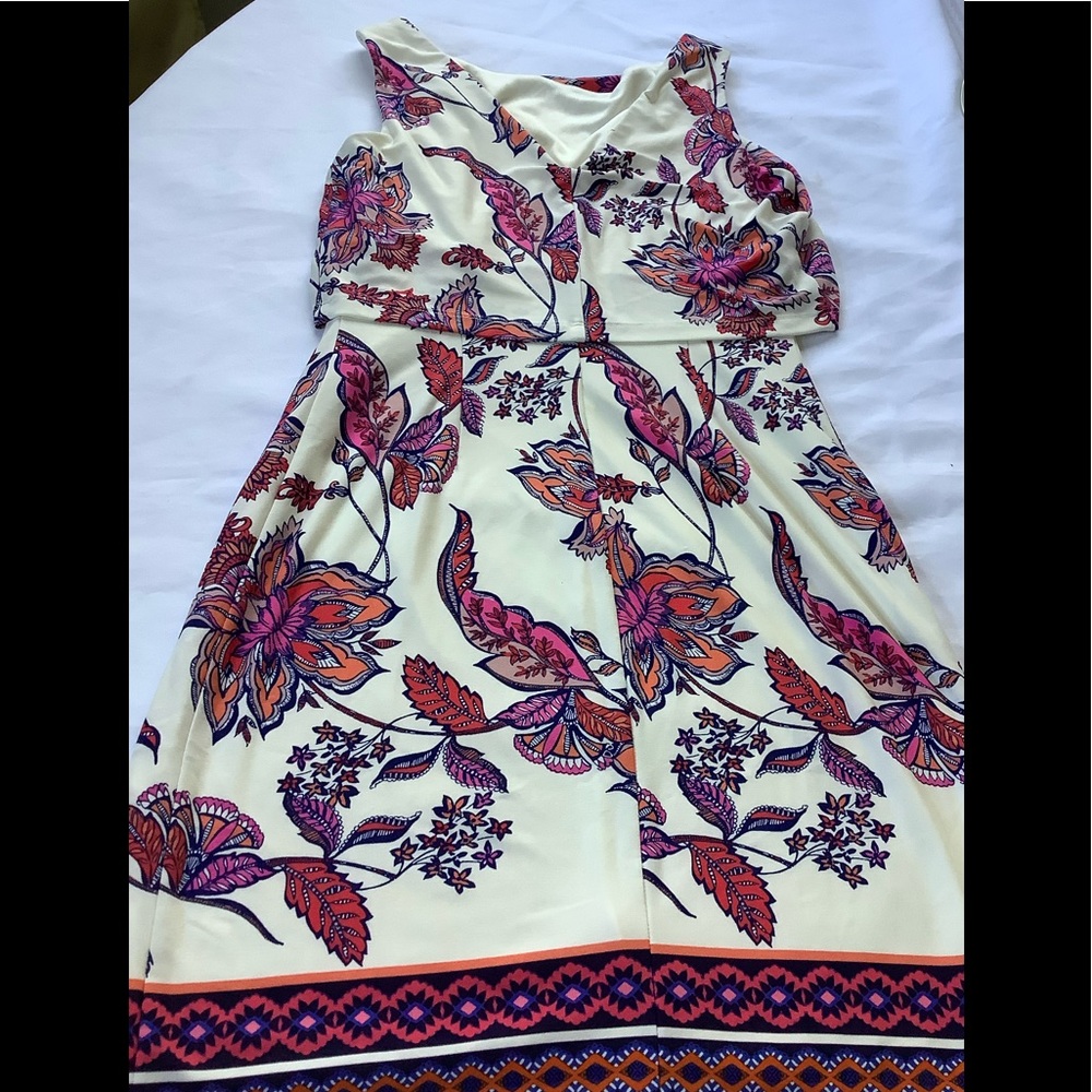 Vince Camuto Print V back Overlay Dress